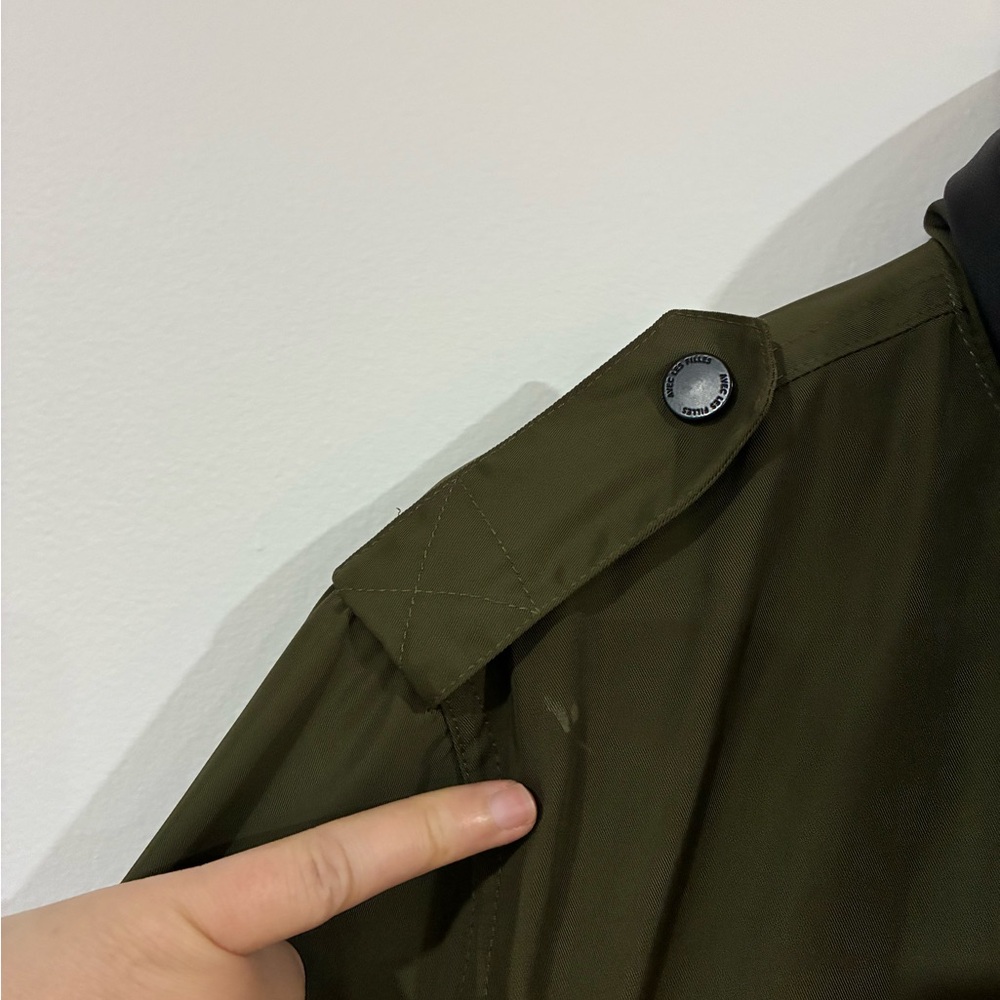 [M] AVEC LES FILLES Jacket Utility Olive Green Faux Leather Trim Anthropologie - Picture 7 of 8